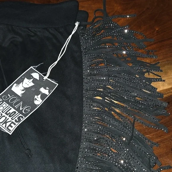 Young Fabulous & Broke Black Fringe Pants with Rhinestones - Picture 2 of 6